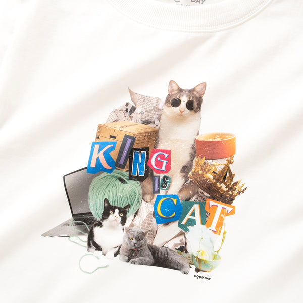 (ZT1484) King is Cat Graphic Cropped Tee