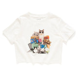 (ZT1484) King is Cat Graphic Cropped Tee