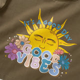 (ZT1508) GOOD VIBES Graphic Cropped Tee