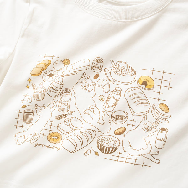 (ZT1524) Picnic Cats Graphic Cropped Tee