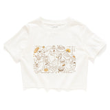 (ZT1524) Picnic Cats Graphic Cropped Tee