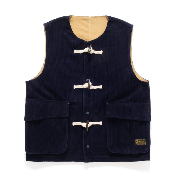 (JK380) 2 Face Corduroy Horn Button Vest