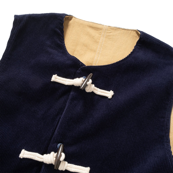 (JK380) 2 Face Corduroy Horn Button Vest