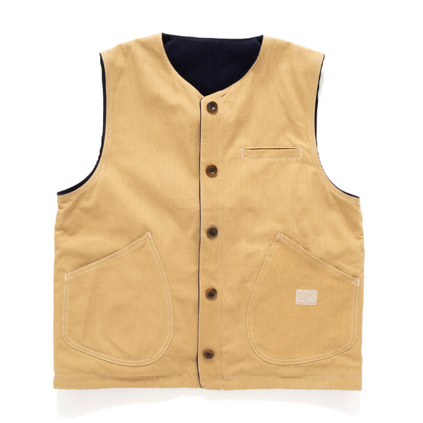 (JK380) 2 Face Corduroy Horn Button Vest