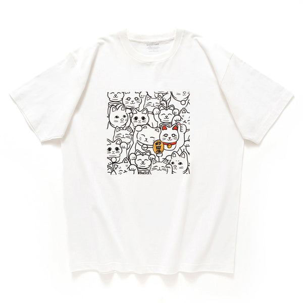 (ZT1607) Lucky Cat Embroidery Tee