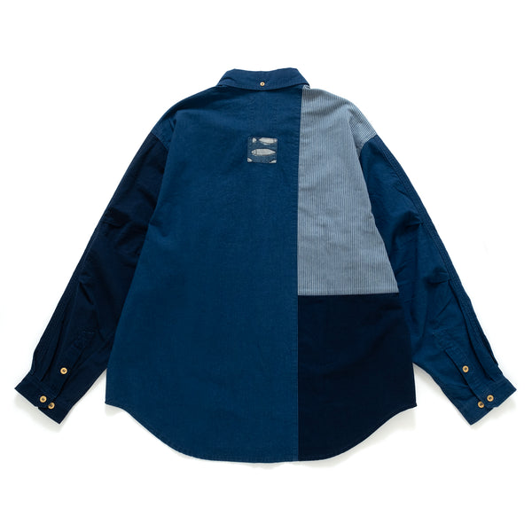 (ST412) Indigo Patchwork Shirt