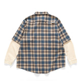 (ST430) Fannel Fake Layer Jersey Sleeve Shirt