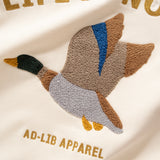 (SW488) Teal Duck Embroidery Raglan Sweater