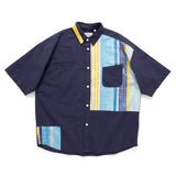 (YS384) Japan Fabric Patchwork Short Sleeve Shirt