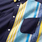 (YS384) Japan Fabric Patchwork Short Sleeve Shirt