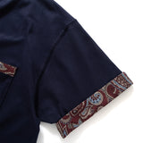 (ZT1436) Japan Paisley Fabric Roll Sleeve Tee