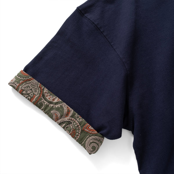 (ZT1436) Japan Paisley Fabric Roll Sleeve Tee