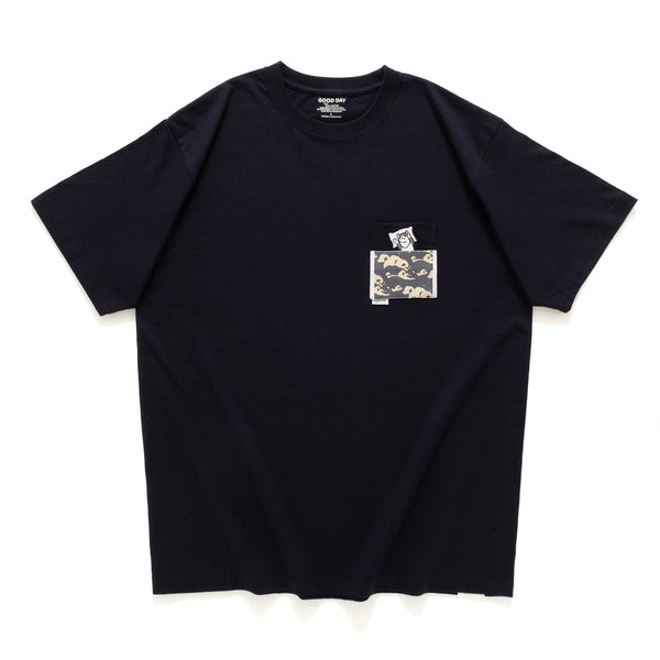 (ZT1464) Comfy Kitten Embroidery Pocket Tee