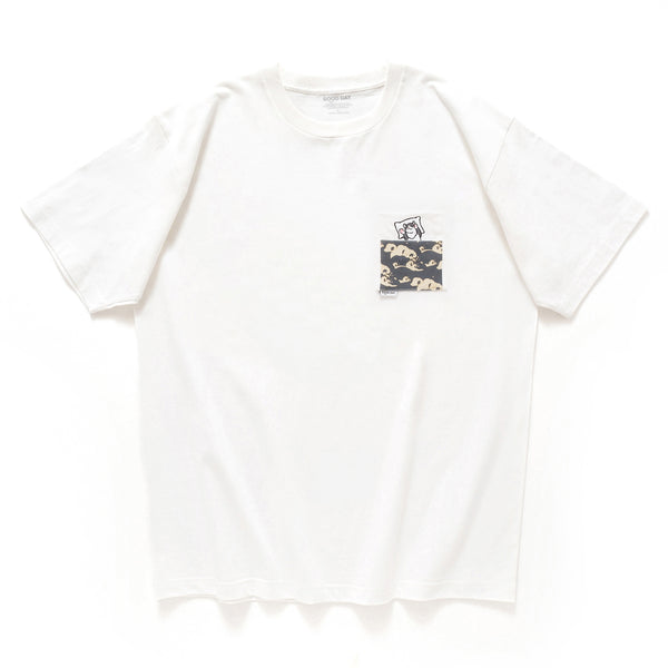 (ZT1464) Comfy Kitten Embroidery Pocket Tee