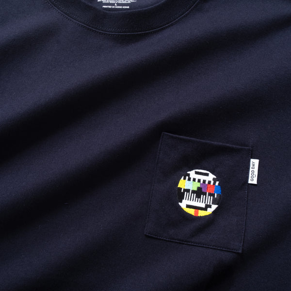 (ZT1630) TV Test Card Embroidery Pocket Tee