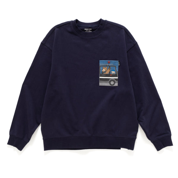 (ZW495) Travelling With Friends Graphic Pocket Sweater